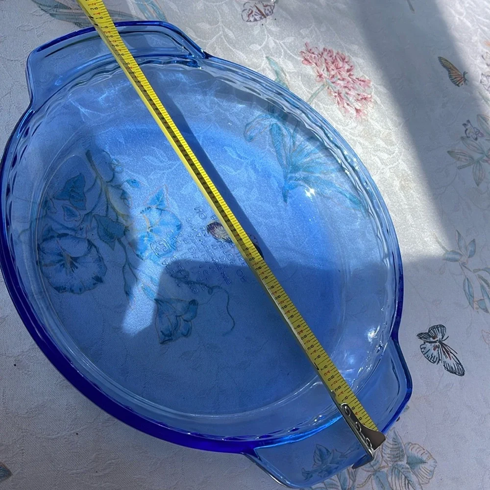 Anchor hocking 1075 Cobalt Blue Vintage Glass Pie Plate 9”